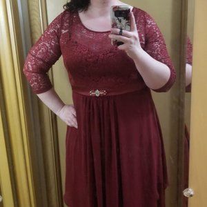 Long Sleeve Floral Lace Formal Dress